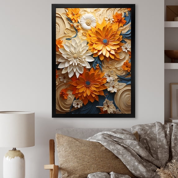Designart "Botanical Reverie In Radiant Colors" Abstract Botanicals Picture Framed Wall Art Prints