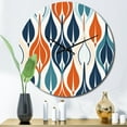 thumbnail image 1 of Designart "Botanical Symphony in Orange and Blue I" Abstract Oversized Wall Clock, 1 of 5
