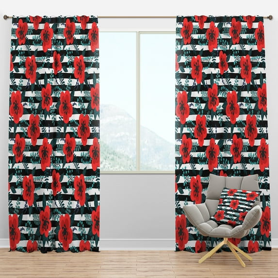 Designart 'Botanicals Elementary I' Floral Blackout Curtain Panel