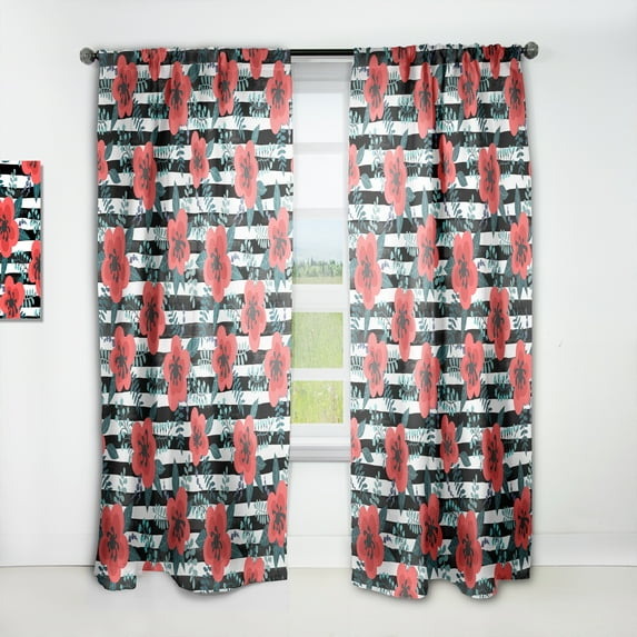 Designart 'Botanicals Elementary I' Floral Curtain Panel