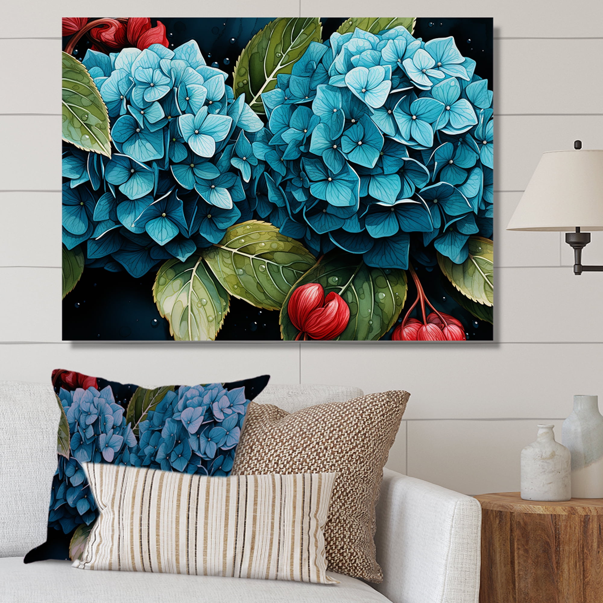 BLUE HYDRANGEA FRAMED WALL ART