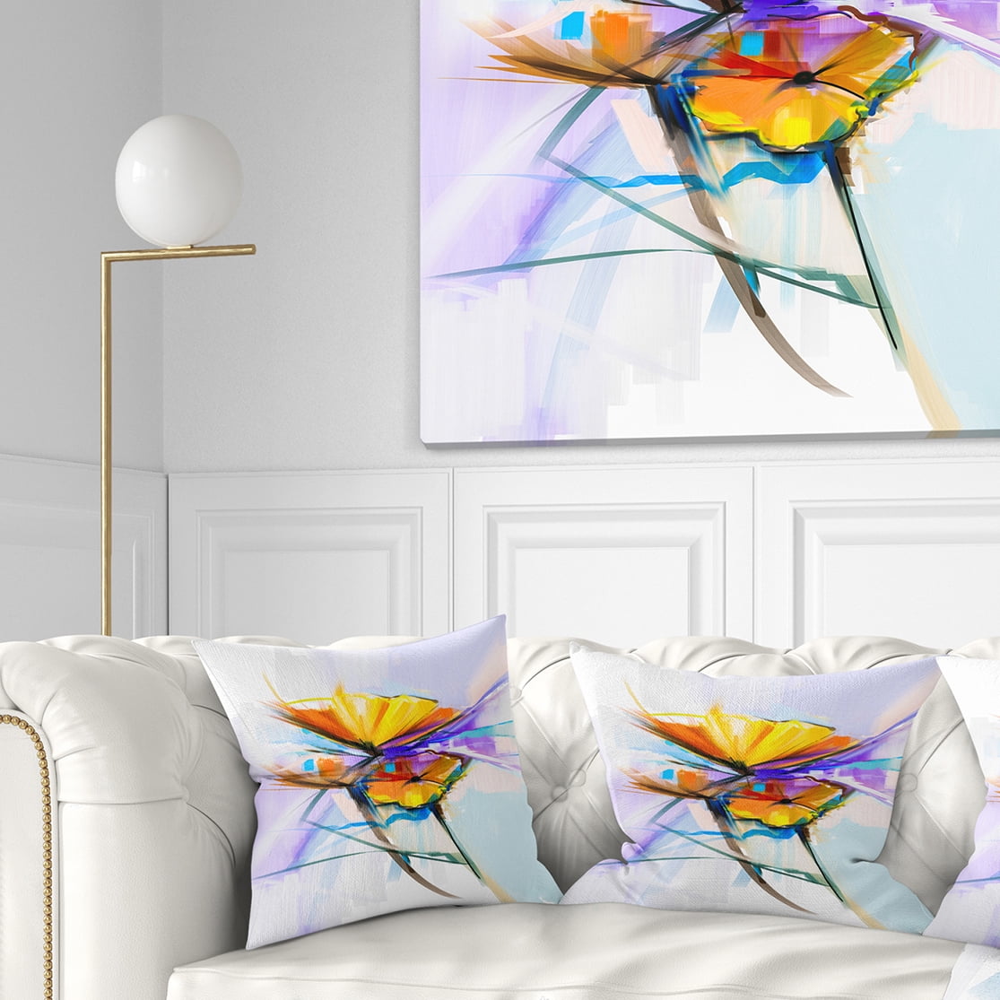 Designart Bouquet Flowers on Light Green Blue - Floral Throw Pillow - 18x18