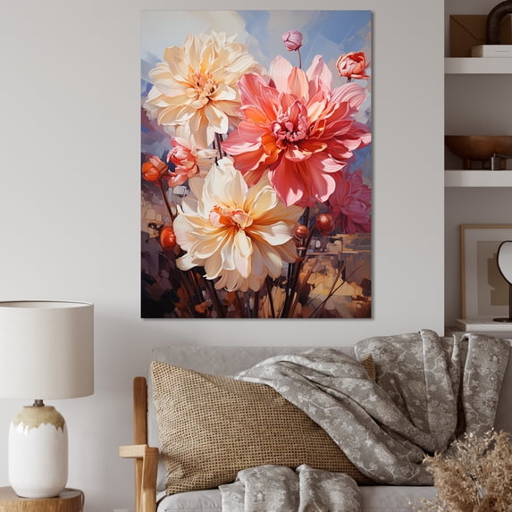 Designart "Bouquet Of Daffodils In Pink And White" Daffodils Canvas Prints