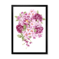Designart 'Bouquet Of Pink Retro Flowers' Traditional Framed Art Print