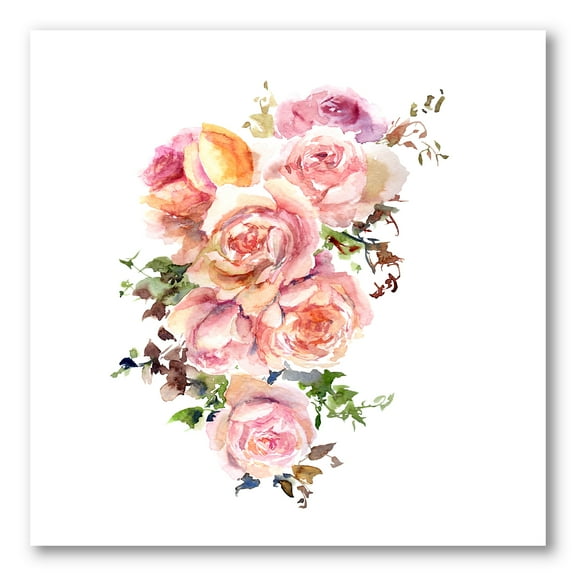 Designart ' Bouquet Of Pink Roses Flowers ' Traditional Canvas Wall Art Print