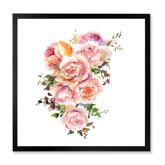 Designart 'Bouquet Of Pink Roses Flowers' Traditional Framed Art Print