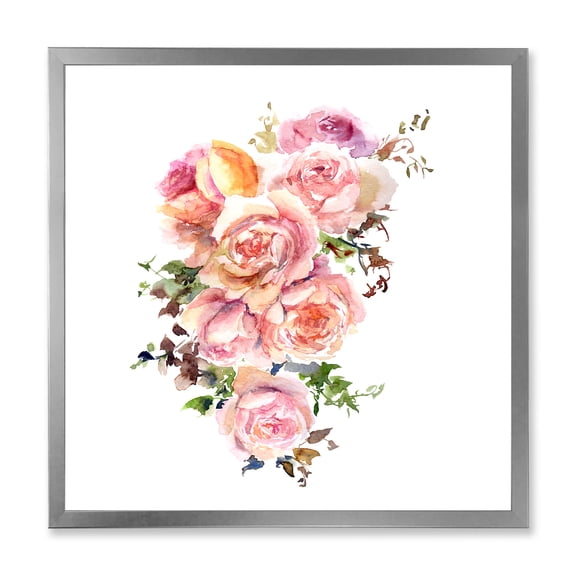 Designart 'Bouquet Of Pink Roses Flowers' Traditional Framed Art Print
