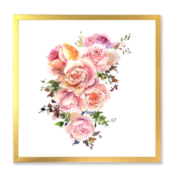 Designart 'Bouquet Of Pink Roses Flowers' Traditional Framed Art Print