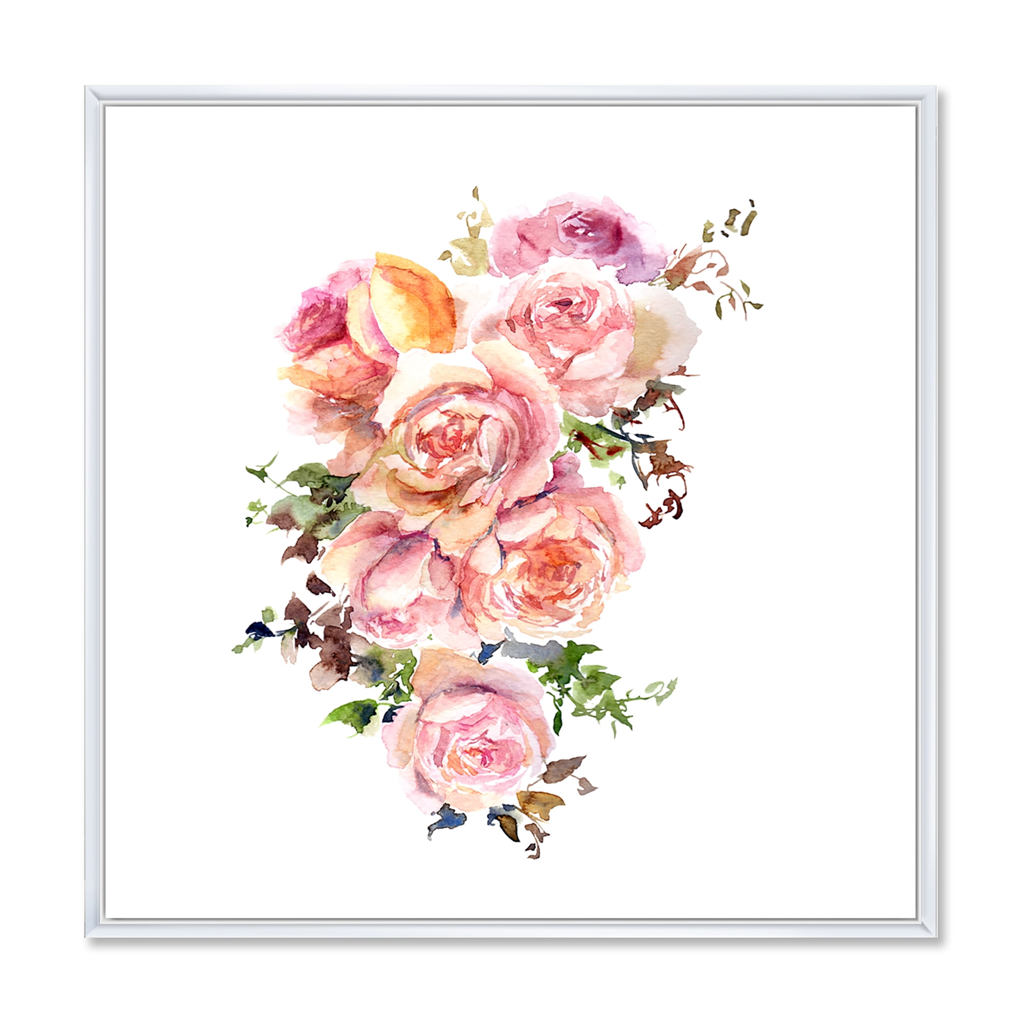 Designart 'Bouquet Of Pink Roses Flowers' Traditional Framed