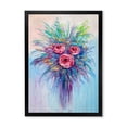 thumbnail image 1 of Designart 'Bouquet Of Red Roses In A Vase On Blue' Traditional Framed Art Print, 1 of 4