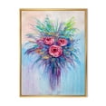 thumbnail image 1 of Designart 'Bouquet Of Red Roses In A Vase On Blue' Traditional Framed Canvas Wall Art Print, 1 of 5