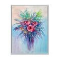 thumbnail image 1 of Designart 'Bouquet Of Red Roses In A Vase On Blue' Traditional Framed Canvas Wall Art Print, 1 of 5