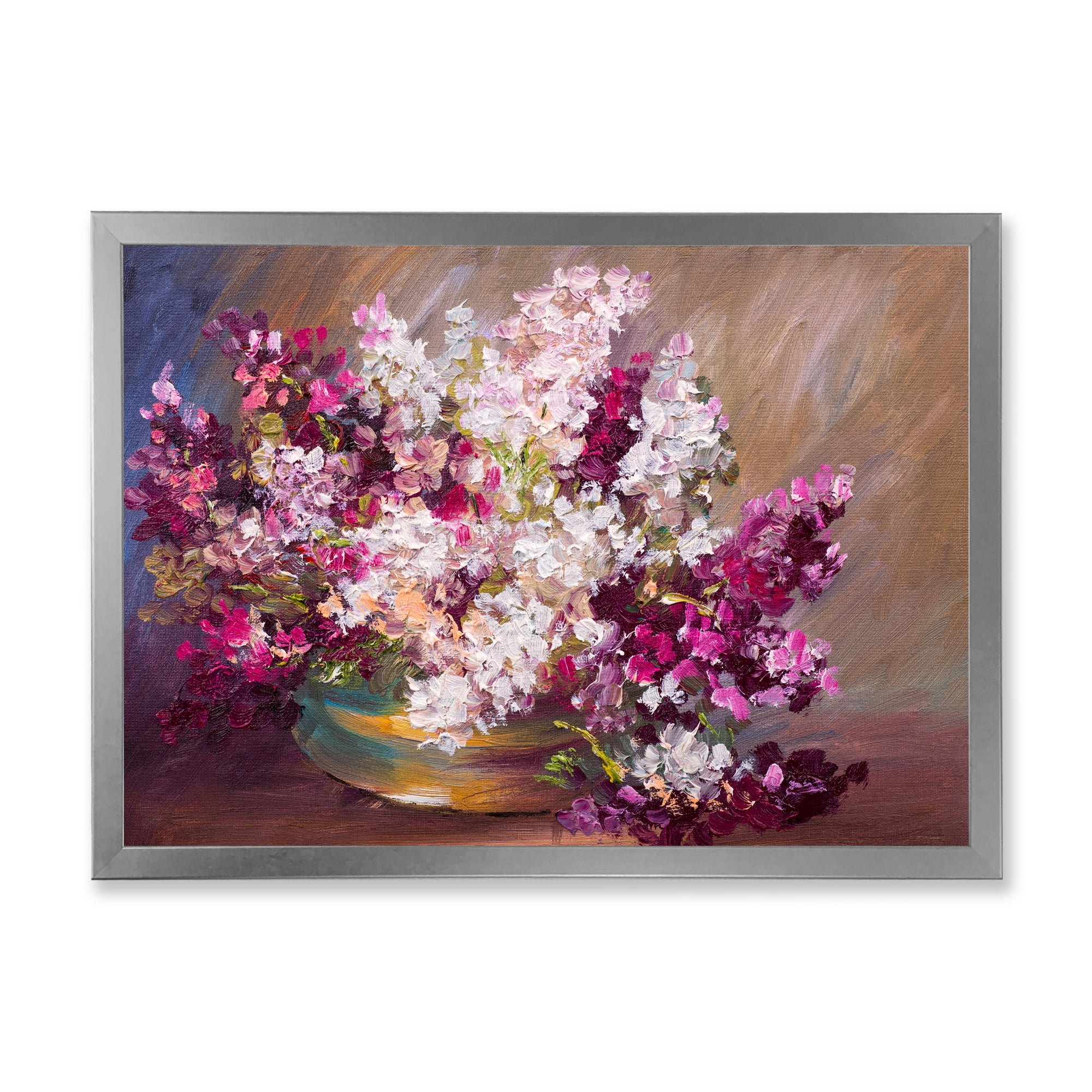 Designart 'Bouquet Of Still Life Lilacs ' Traditional Framed Art Print