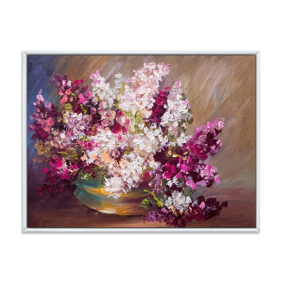 Designart 'Bouquet Of Still Life Lilacs ' Traditional Framed Canvas Wall Art Print