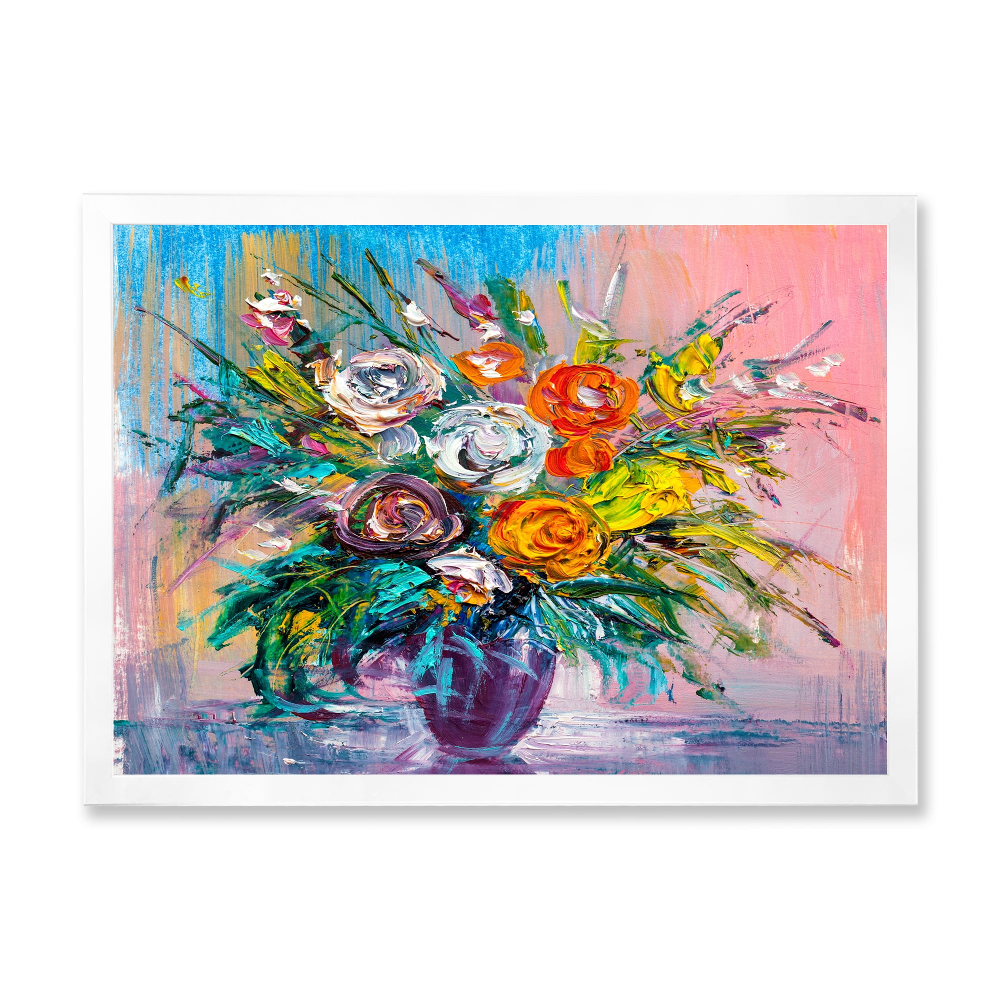 Designart 'Bouquet Of Vibrant Colored Flowers' Traditional Framed Art Print