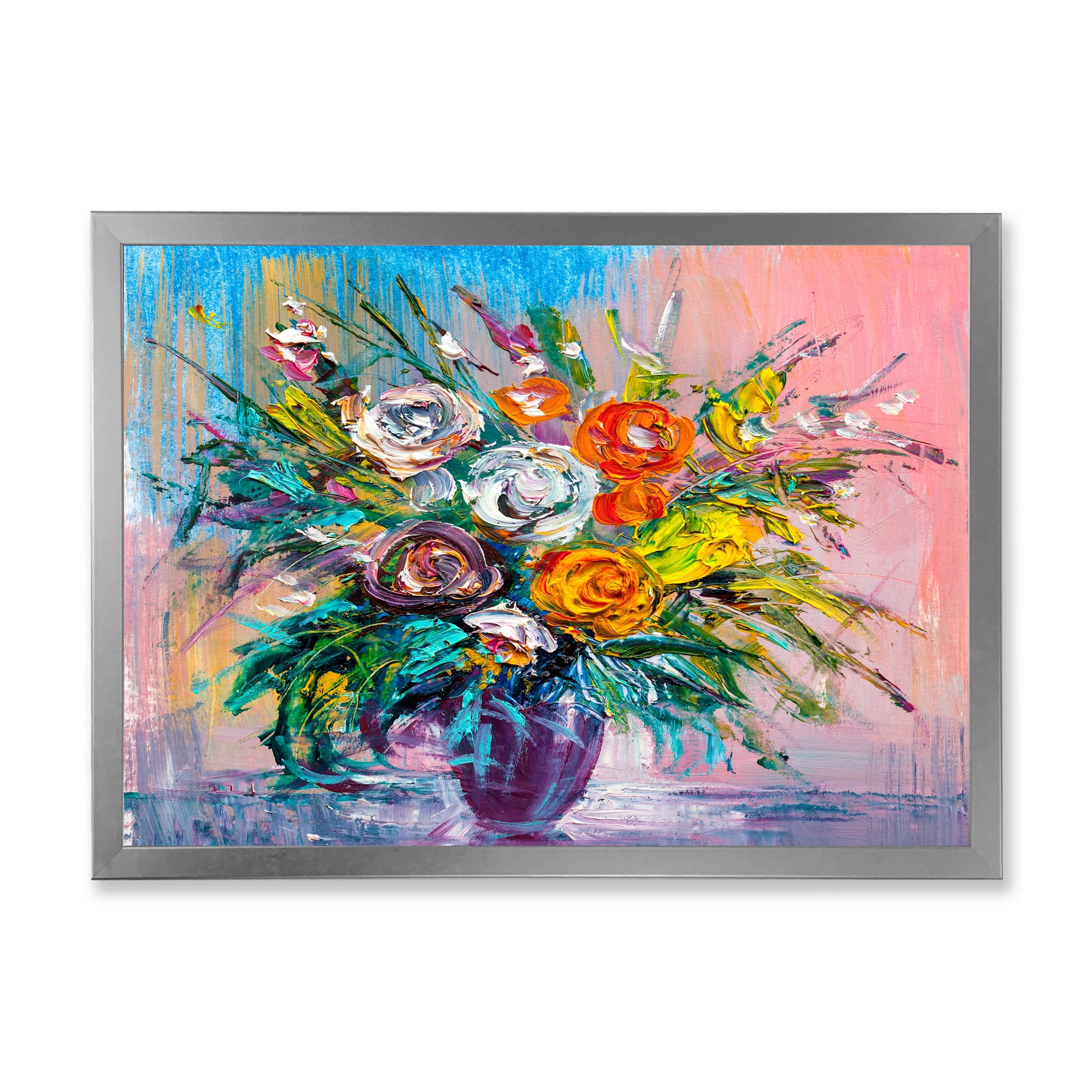 Designart 'Bouquet Of Vibrant Colored Flowers' Traditional Framed Art Print