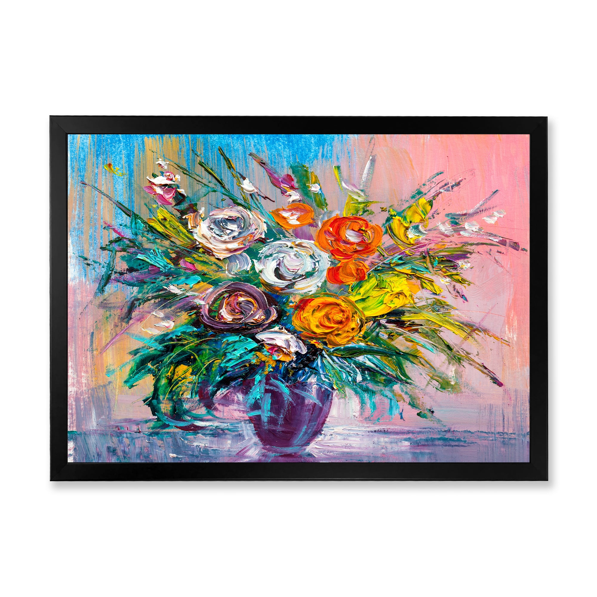 Designart 'Bouquet Of Vibrant Colored Flowers' Traditional Framed Art Print