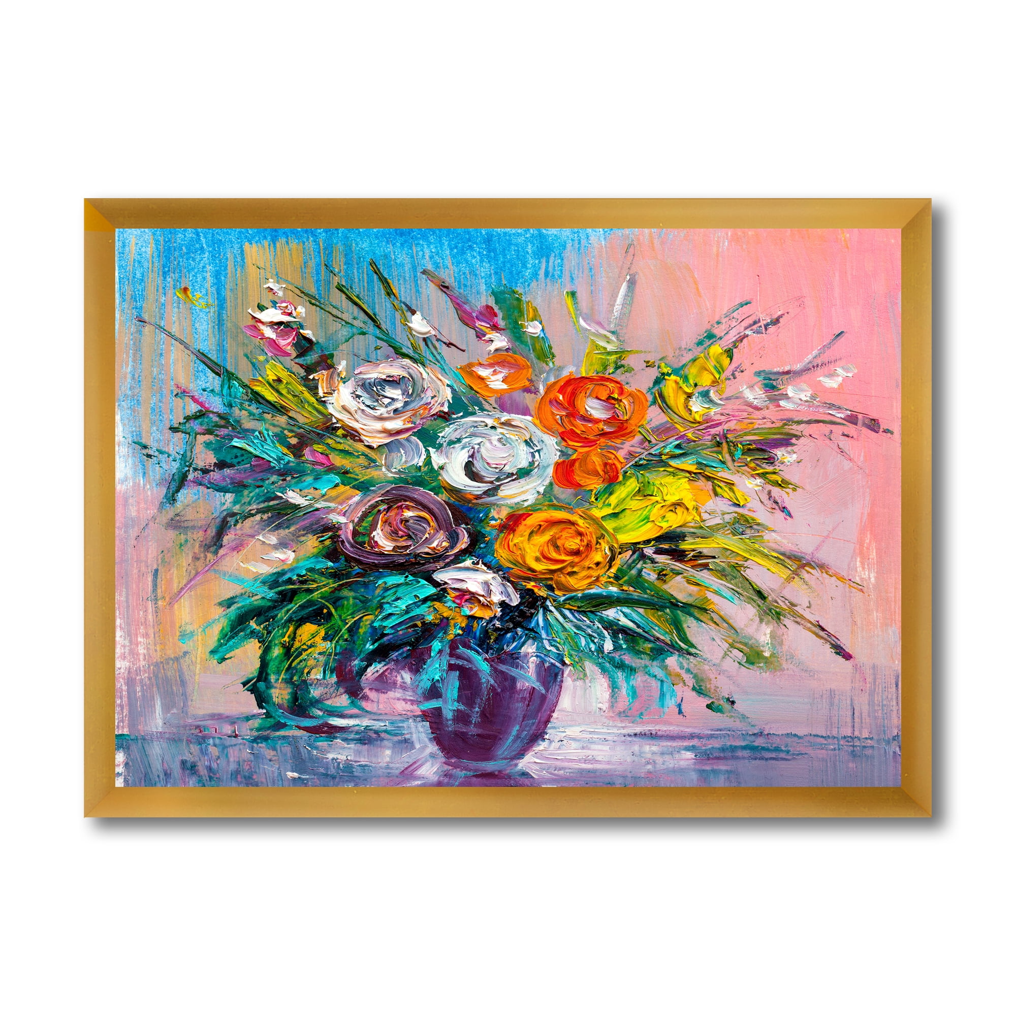 Designart 'Bouquet Of Vibrant Colored Flowers' Traditional Framed Art Print