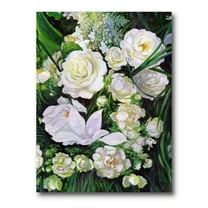 Designart ' Bouquet Of White Roses With Green Leaves ' Traditional Canvas Wall Art Print