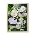 thumbnail image 1 of Designart 'Bouquet Of White Roses With Green Leaves' Traditional Framed Art Print, 1 of 4