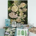 thumbnail image 1 of Designart 'Bouquet Of White Roses With Green Leaves' Traditional Print on Natural Pine Wood, 1 of 5