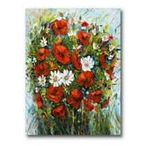 Designart ' Bouquet Of White and Red Wildflowers ' Traditional Canvas Wall Art Print