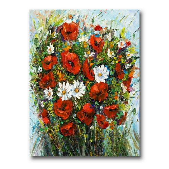 Designart ' Bouquet Of White and Red Wildflowers ' Traditional Canvas Wall Art Print