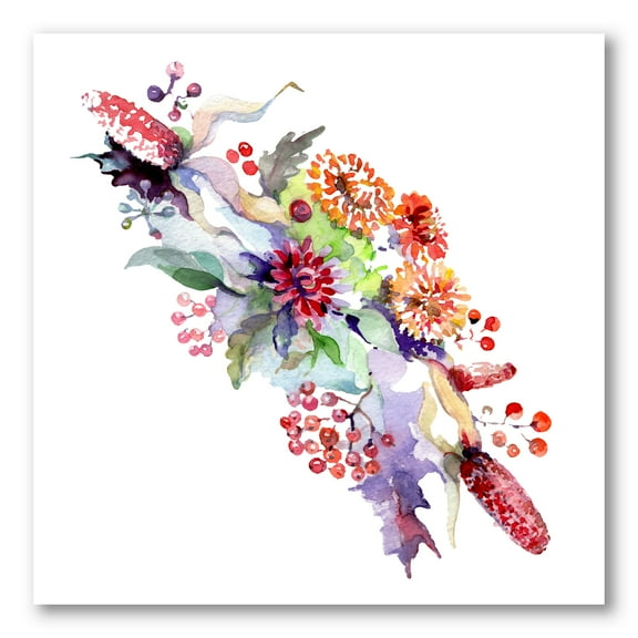 Designart ' Bouquet With Berries and Wildglowers ' Traditional Canvas Wall Art Print