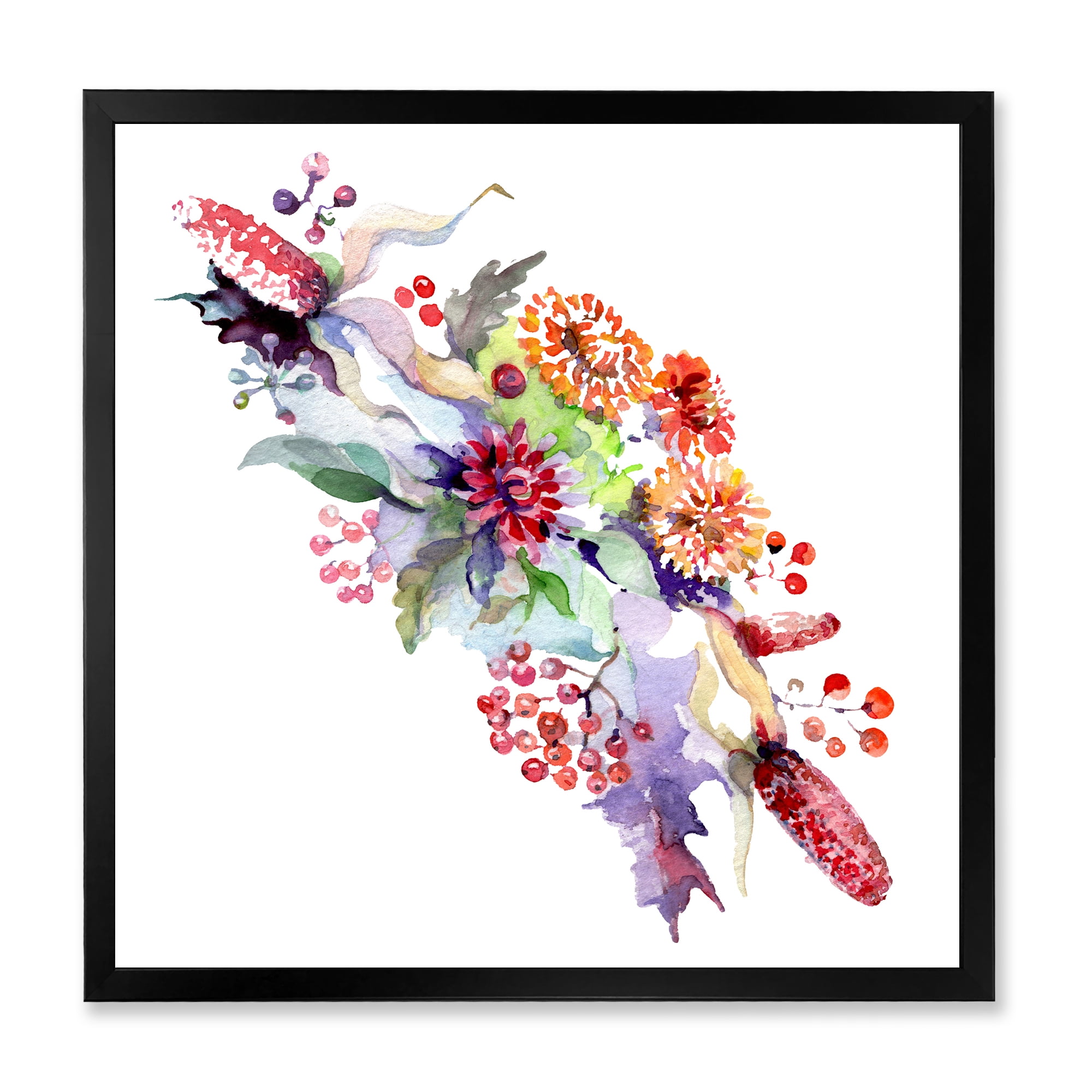 Designart 'Bouquet With Berries and Wildglowers' Traditional Framed Art Print