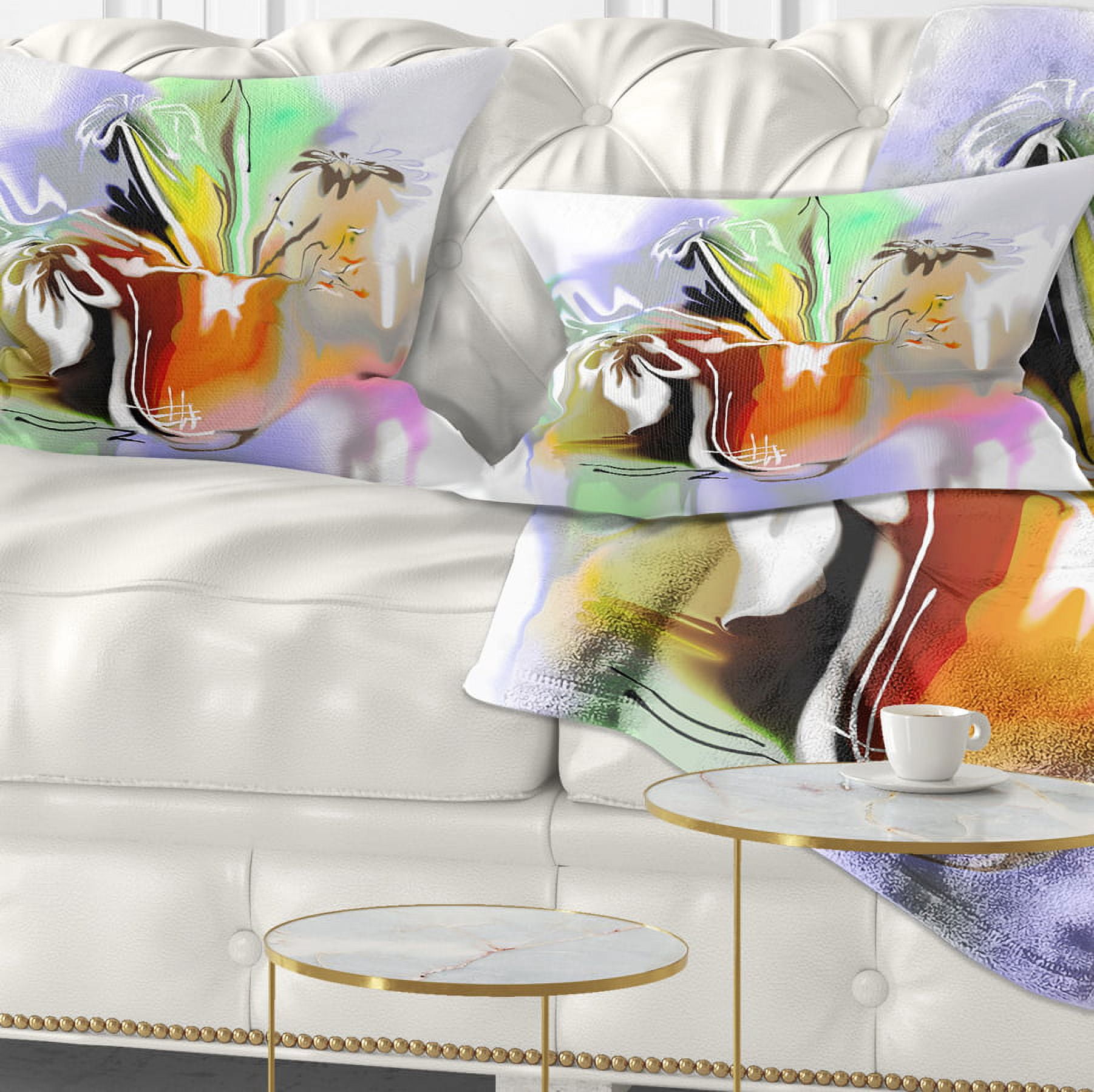 Designart Bouquet of Abstract Flowers - Floral Throw Pillow - 12x20