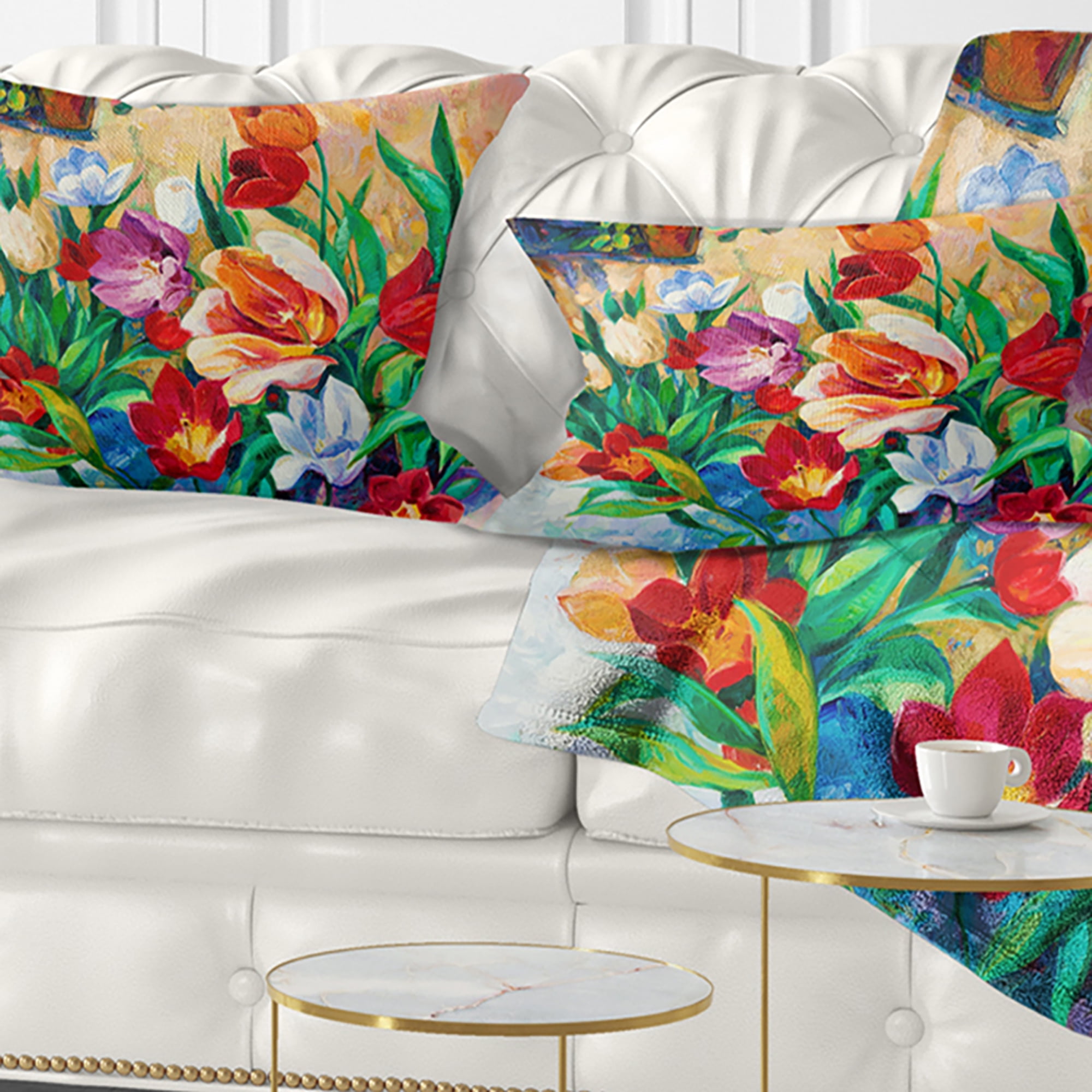 Designart Bouquet of Colorful Flowers - Floral Throw Pillow - 12x20