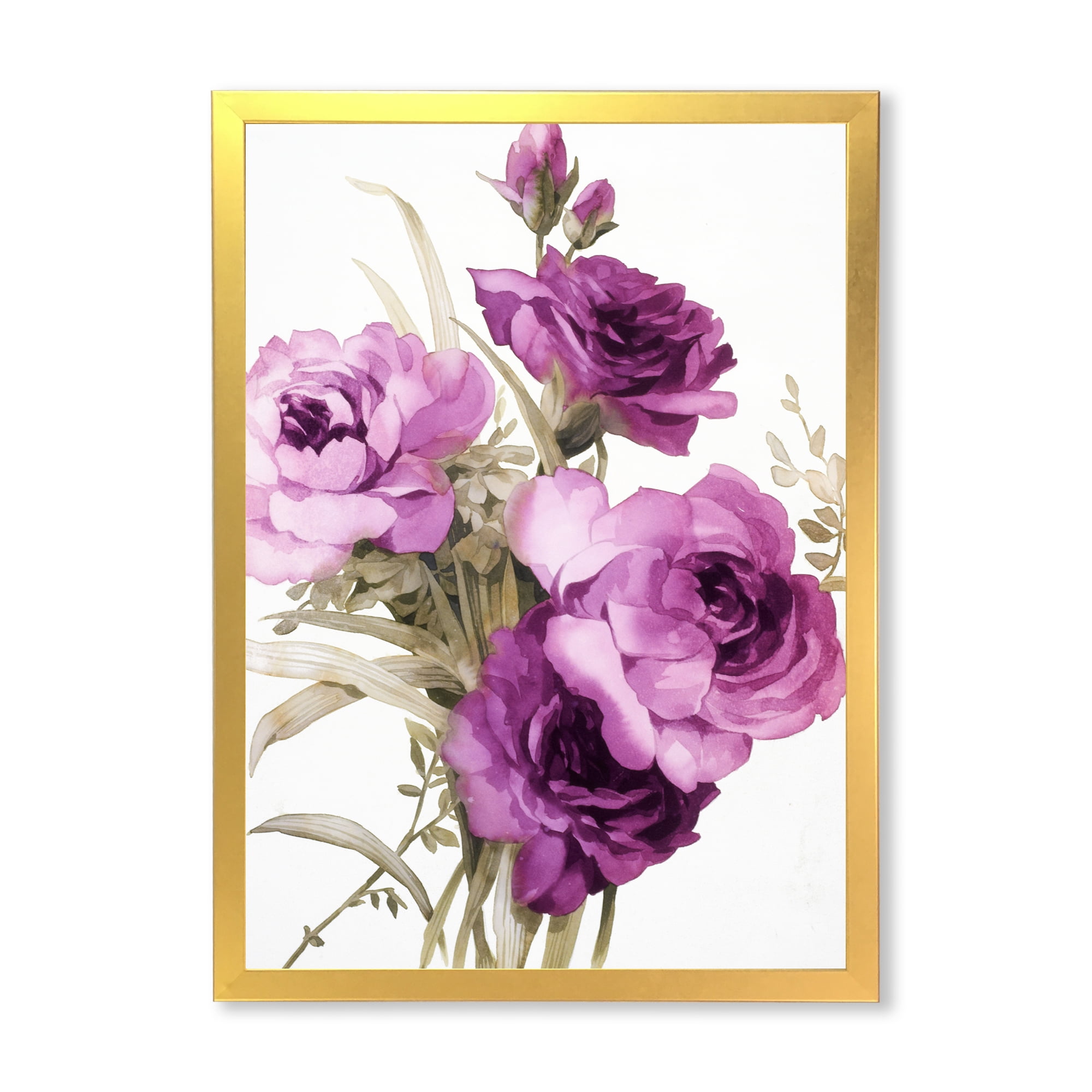 Designart 'Bouquet of Dark Pink Roses' Traditional Framed Art Print