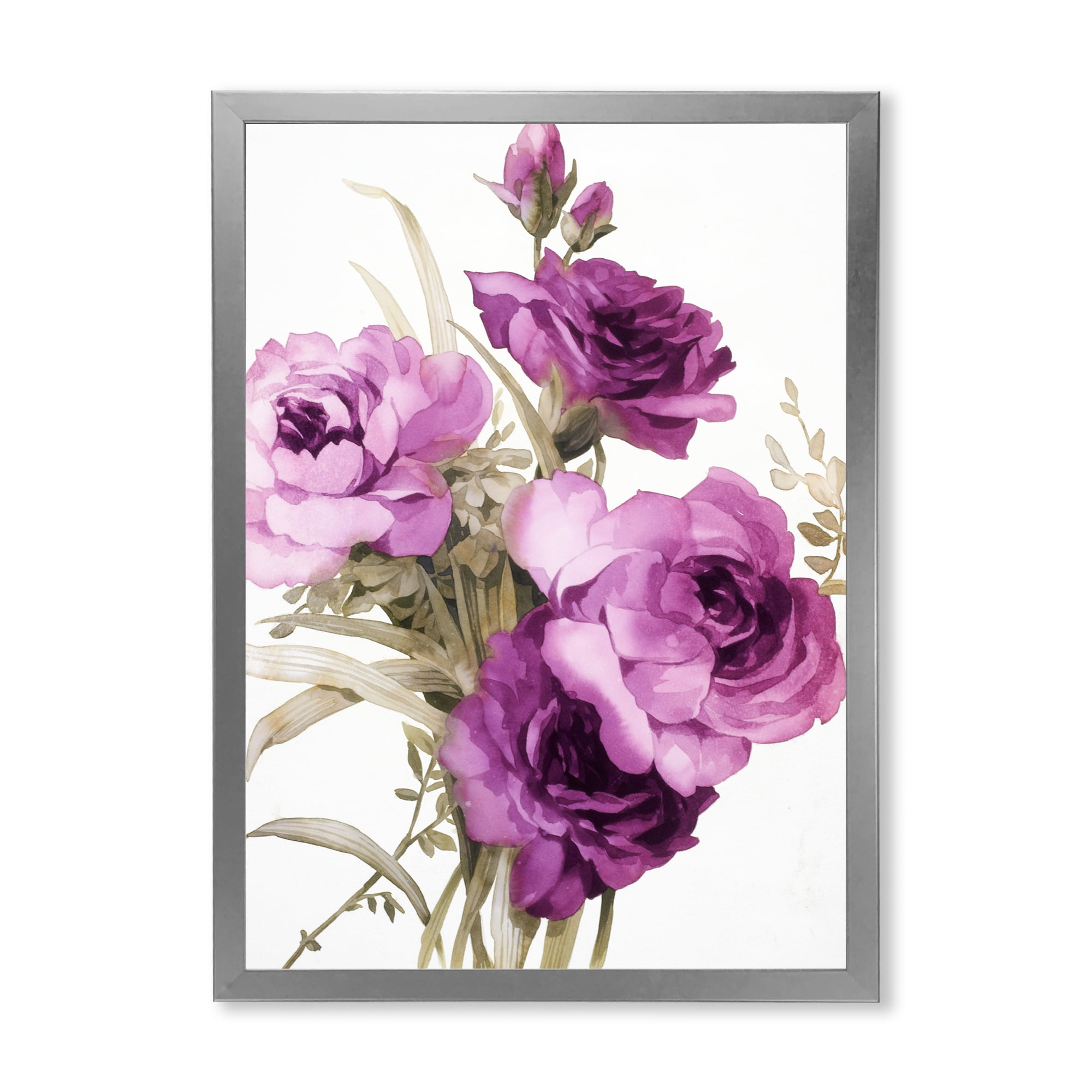 Designart 'Bouquet of Dark Pink Roses' Traditional Framed Art Print
