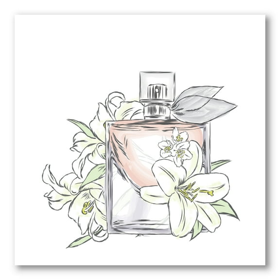 Designart ' Bouquet of Flowers and Perfume Bottle II ' Traditional Canvas Wall Art Print