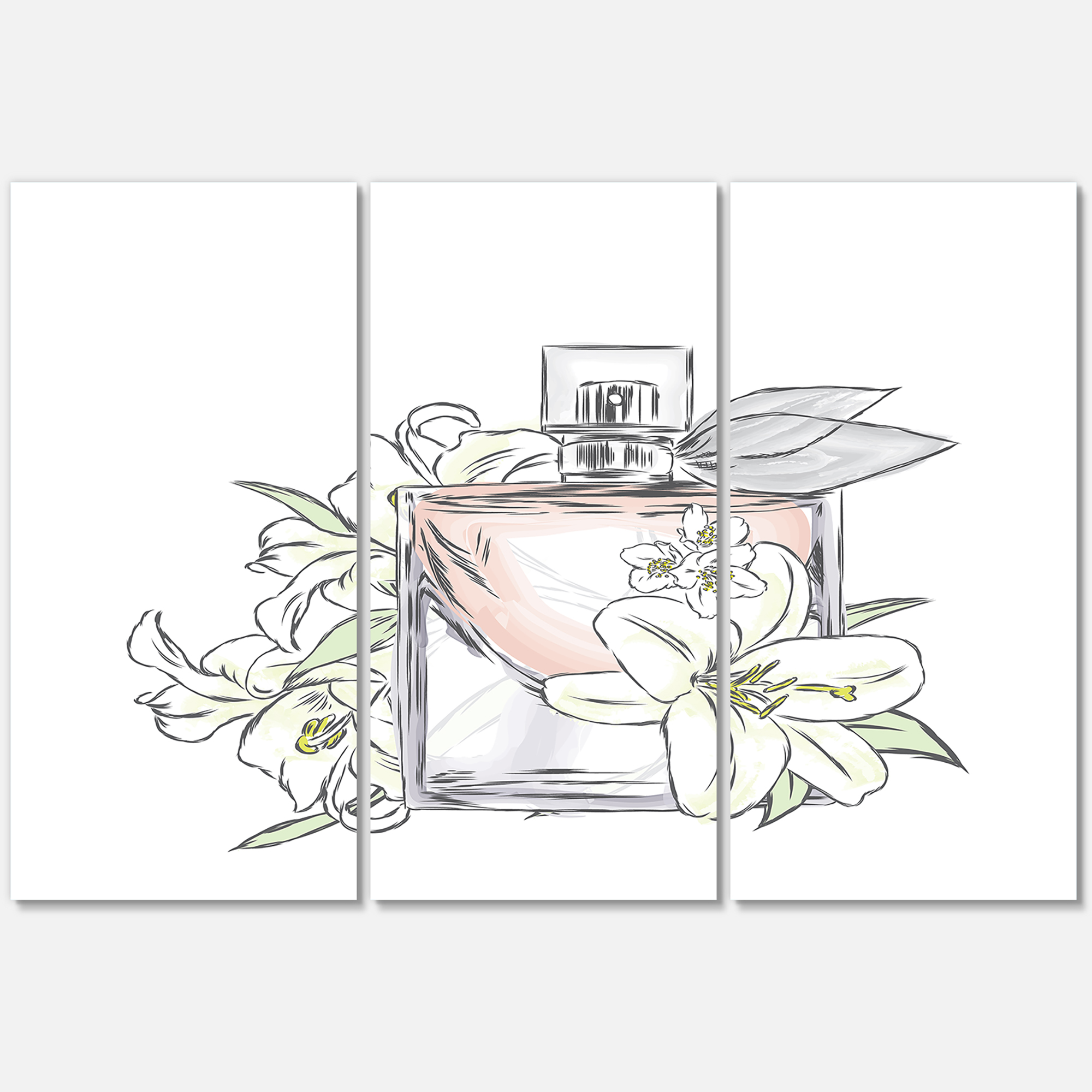 Designart ' Bouquet of Flowers and Perfume Bottle II ' Traditional Canvas Wall Art Print