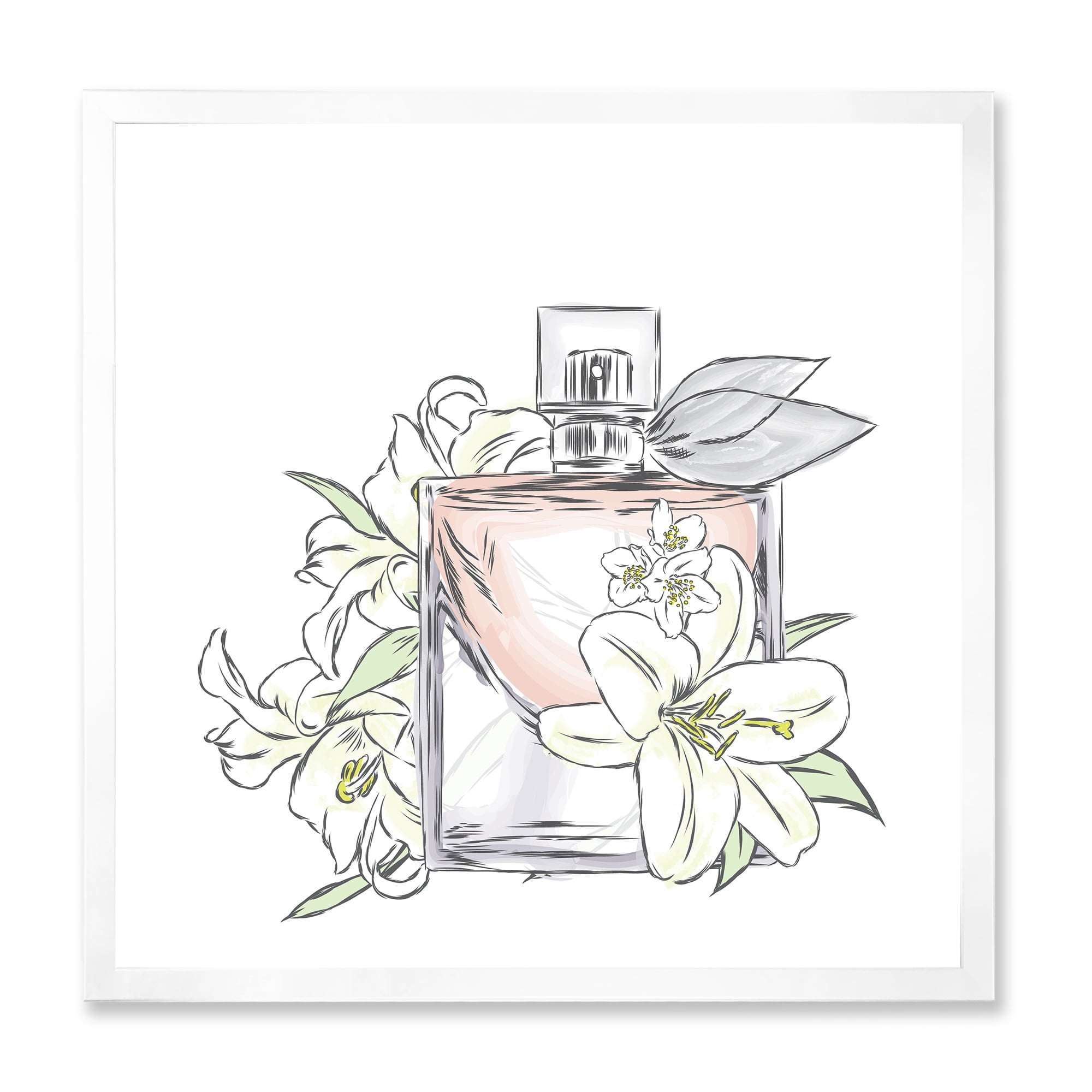 Designart 'Bouquet of Flowers and Perfume Bottle II' Traditional Framed Art Print