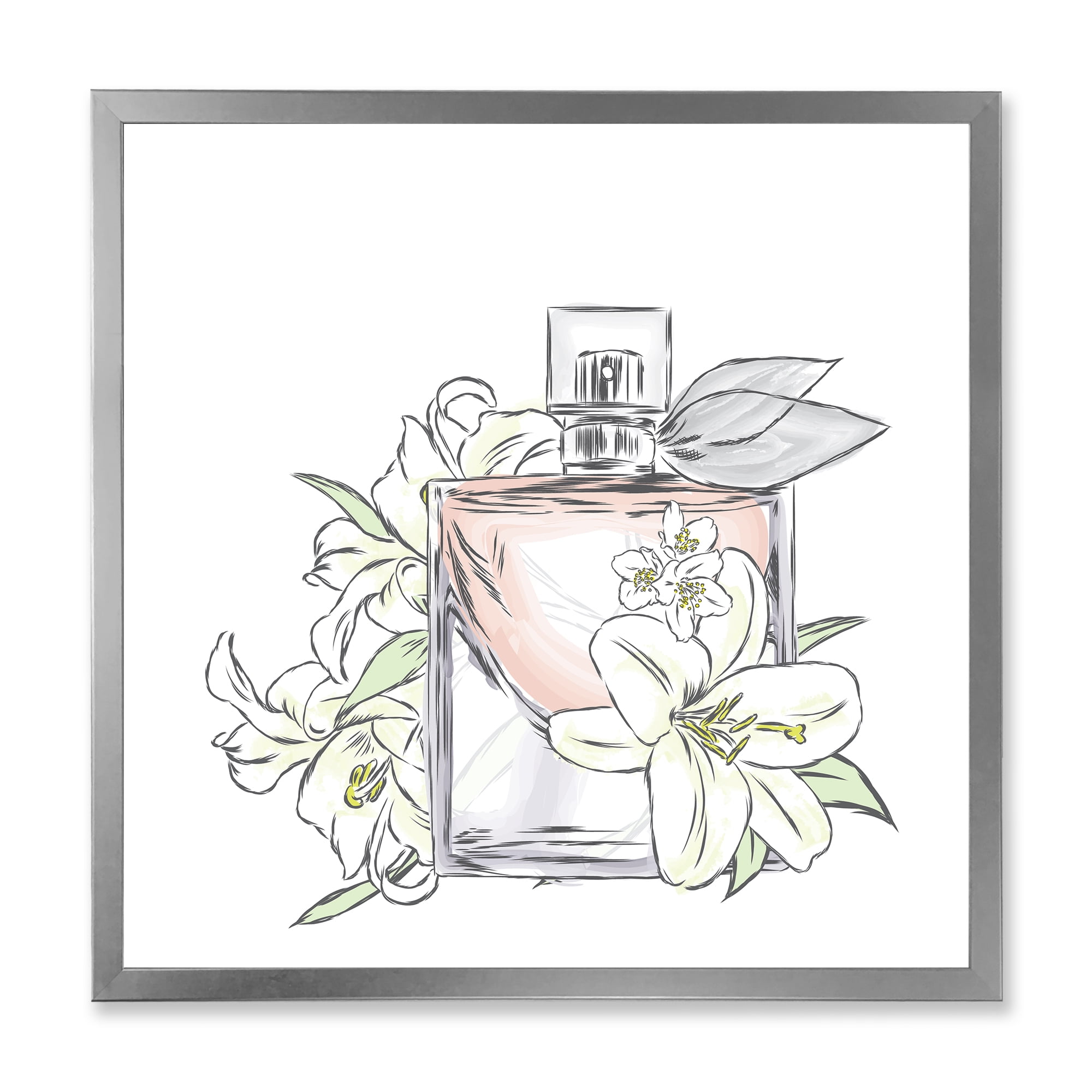 Designart 'Bouquet of Flowers and Perfume Bottle II' Traditional Framed Art Print