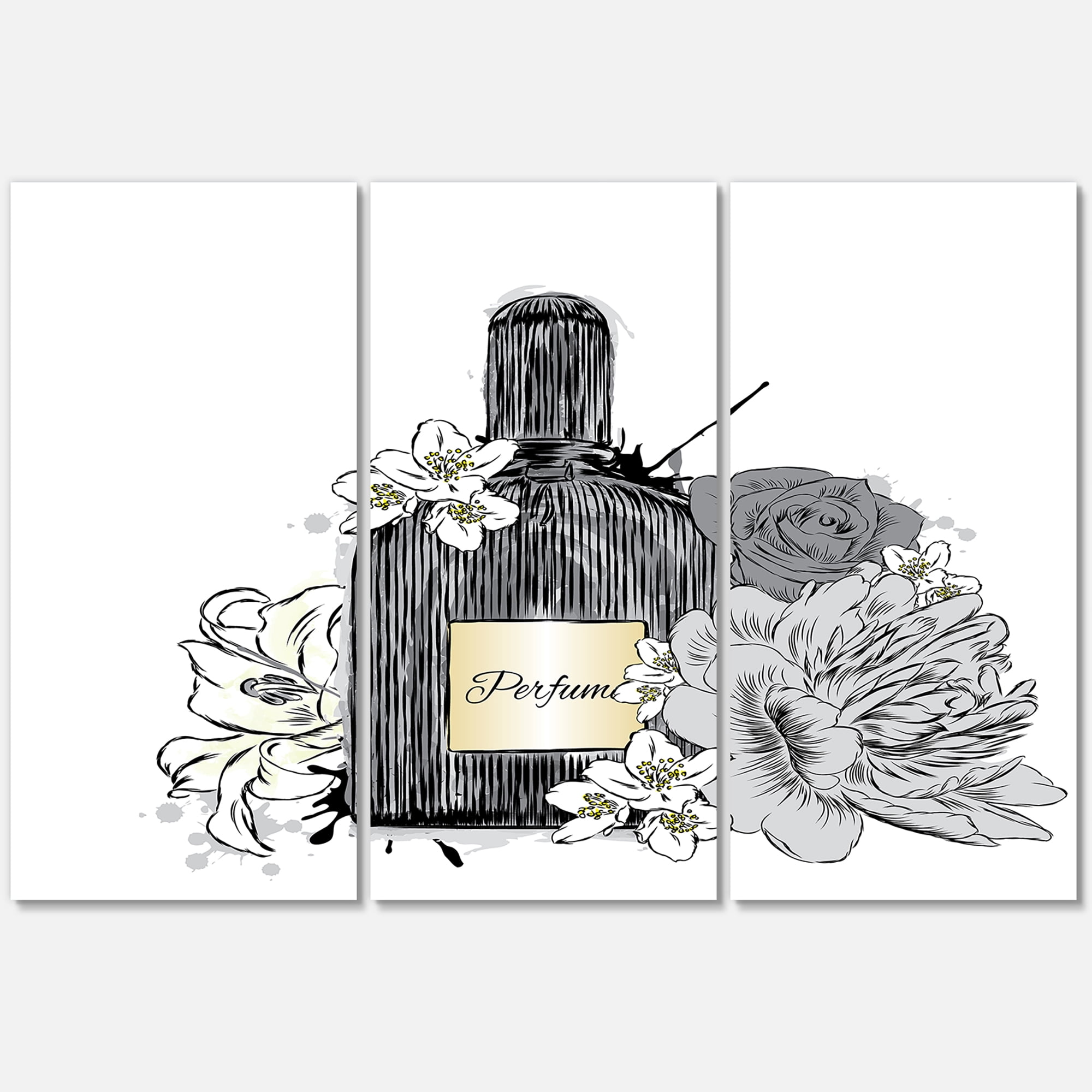 Designart ' Bouquet of Flowers and Perfume Bottle III ' Traditional Canvas Wall Art Print