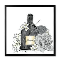 Designart 'Bouquet of Flowers and Perfume Bottle III' Traditional Framed Art Print