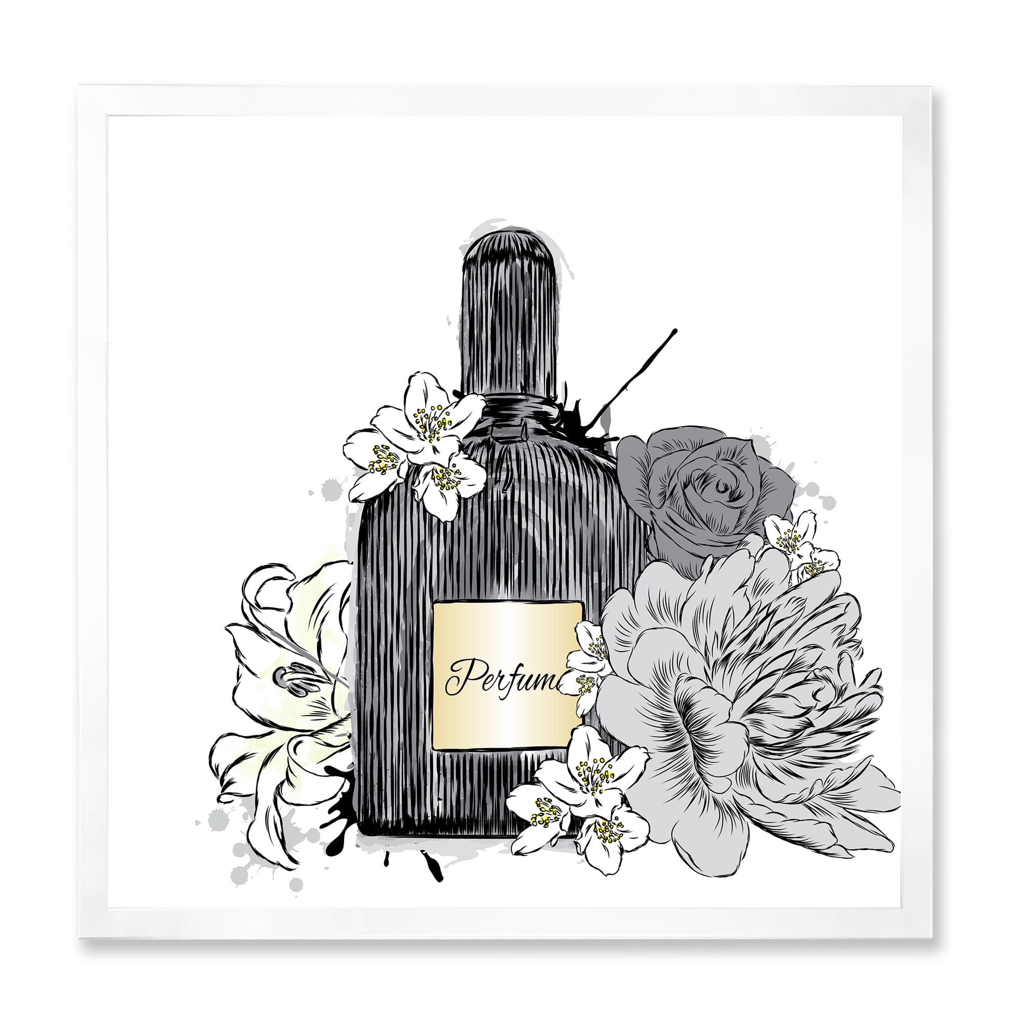 Designart 'Bouquet of Flowers and Perfume Bottle III' Traditional Framed Art Print