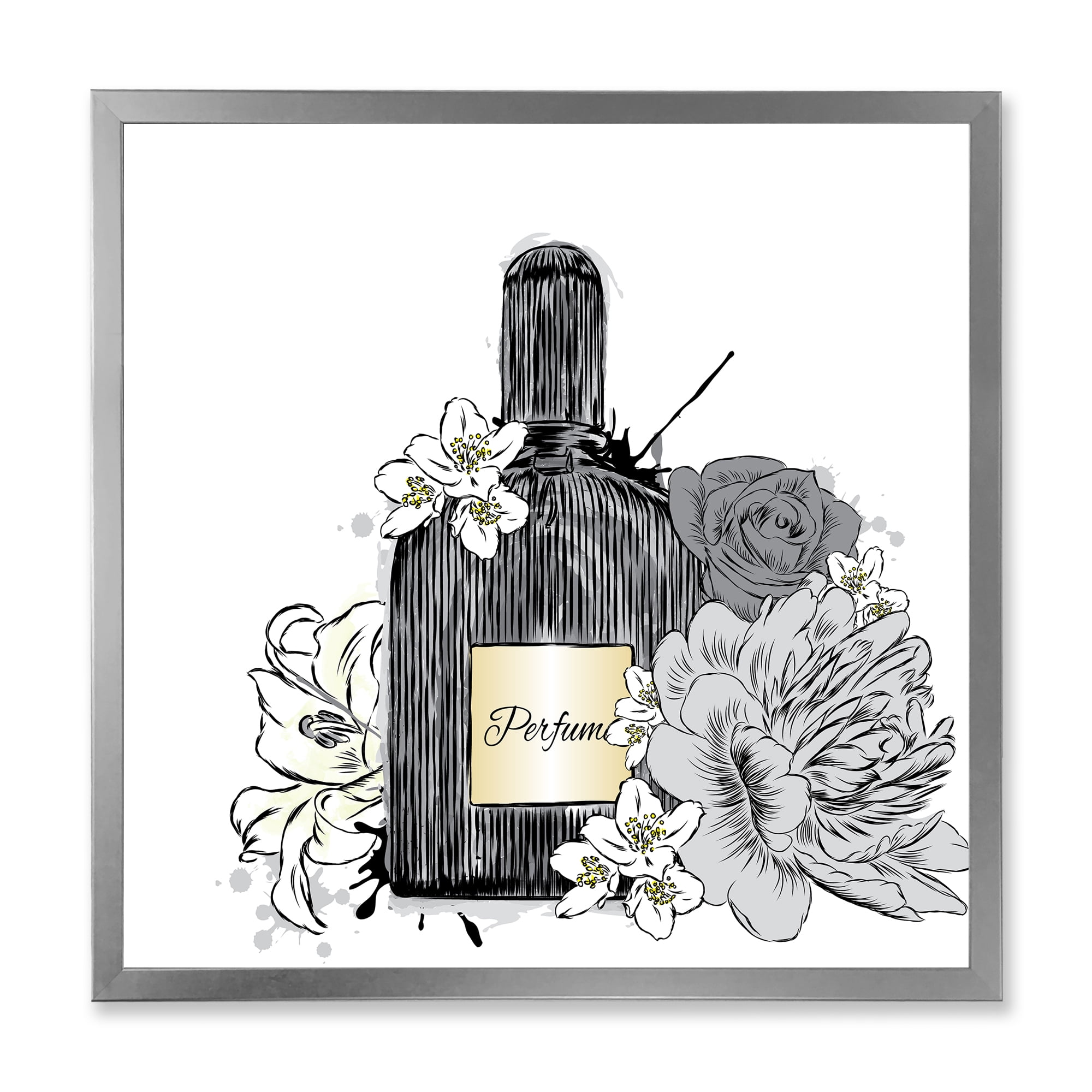 Designart 'Bouquet of Flowers and Perfume Bottle III' Traditional Framed  Art Print 