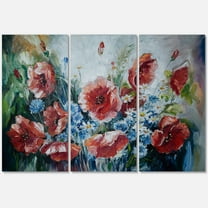 Designart ' Bouquet of Poppies Retro Style ' Traditional Canvas Wall Art Print