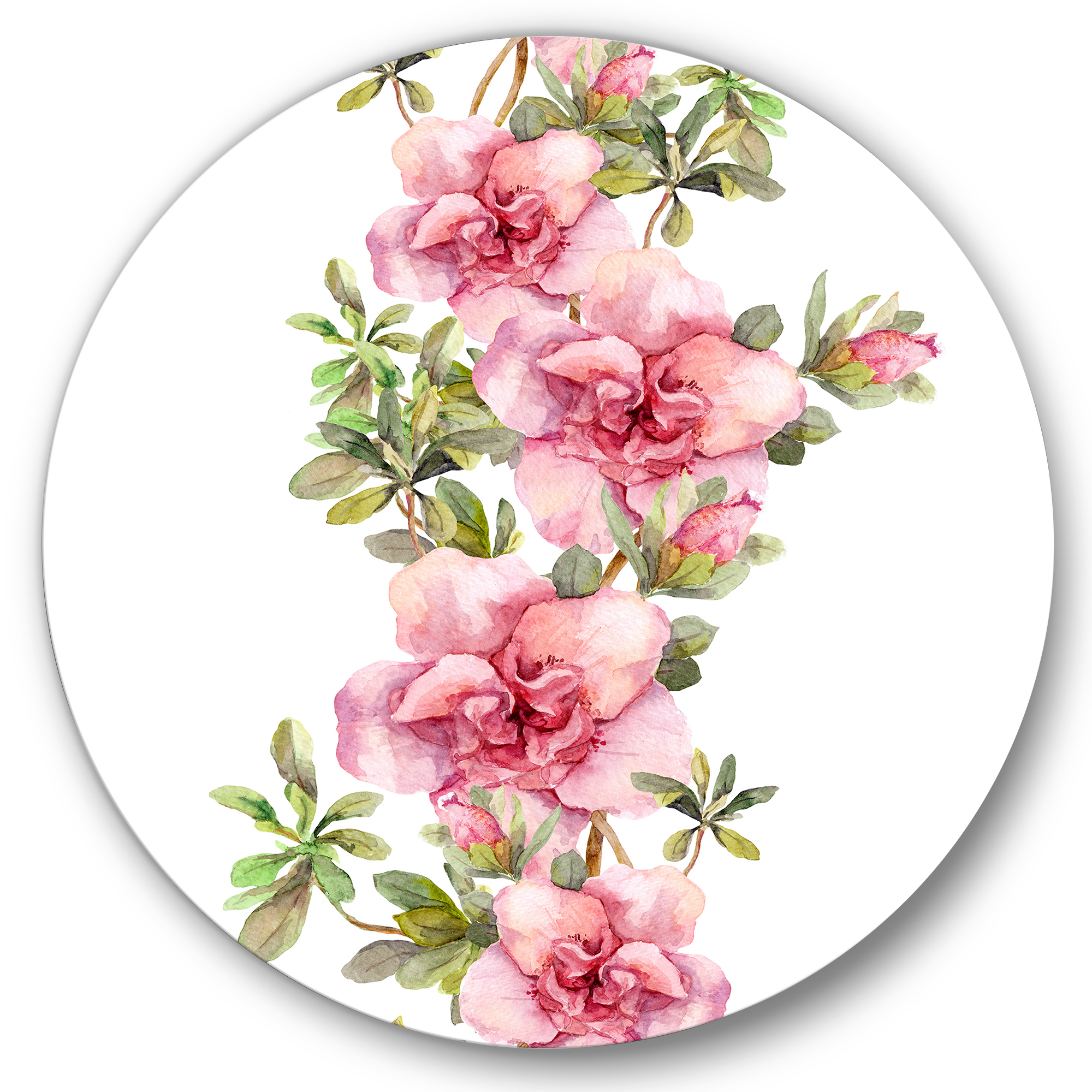 Designart 'Bouquet of Purple and Pink Flowers II' Farmhouse Circle Metal Wall Art 29x29 - Disc of 29