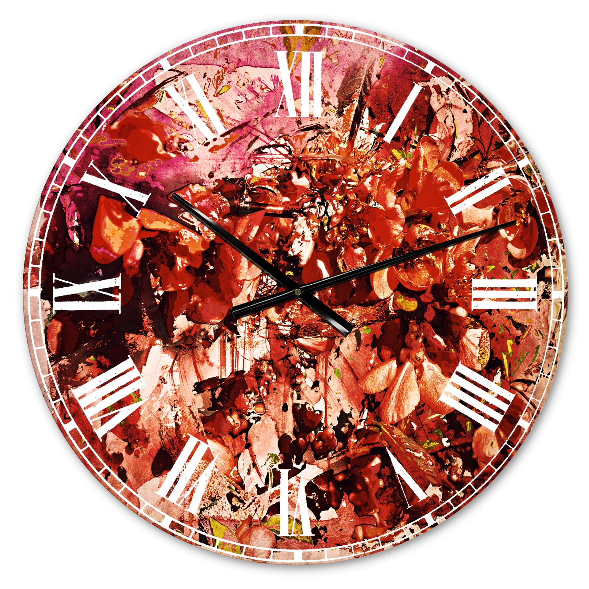 Designart 'Bouquet of Red Sakura Flowers' Traditional wall clock