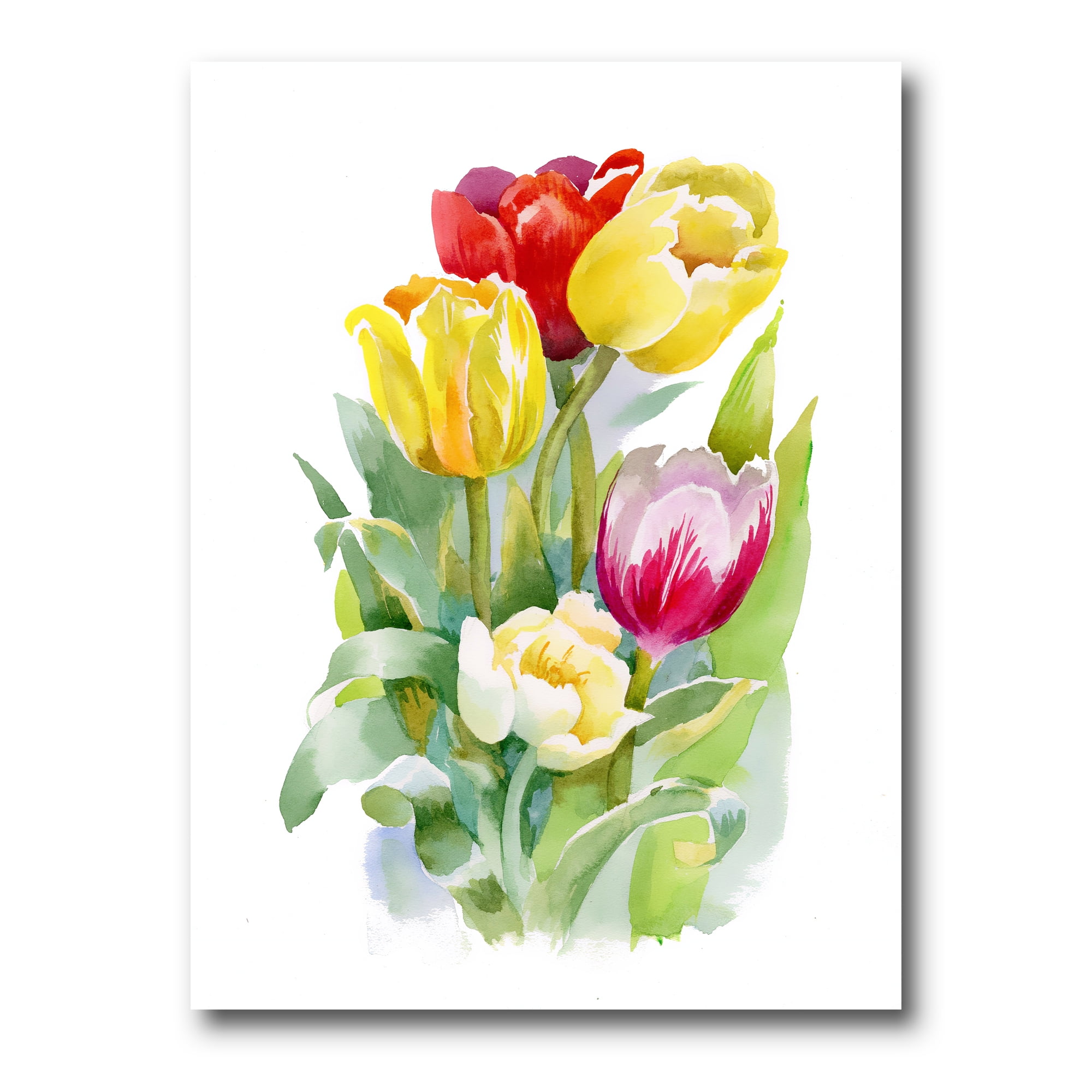 Designart ' Bouquet of Red and White Tulips ' Traditional Canvas Wall Art Print