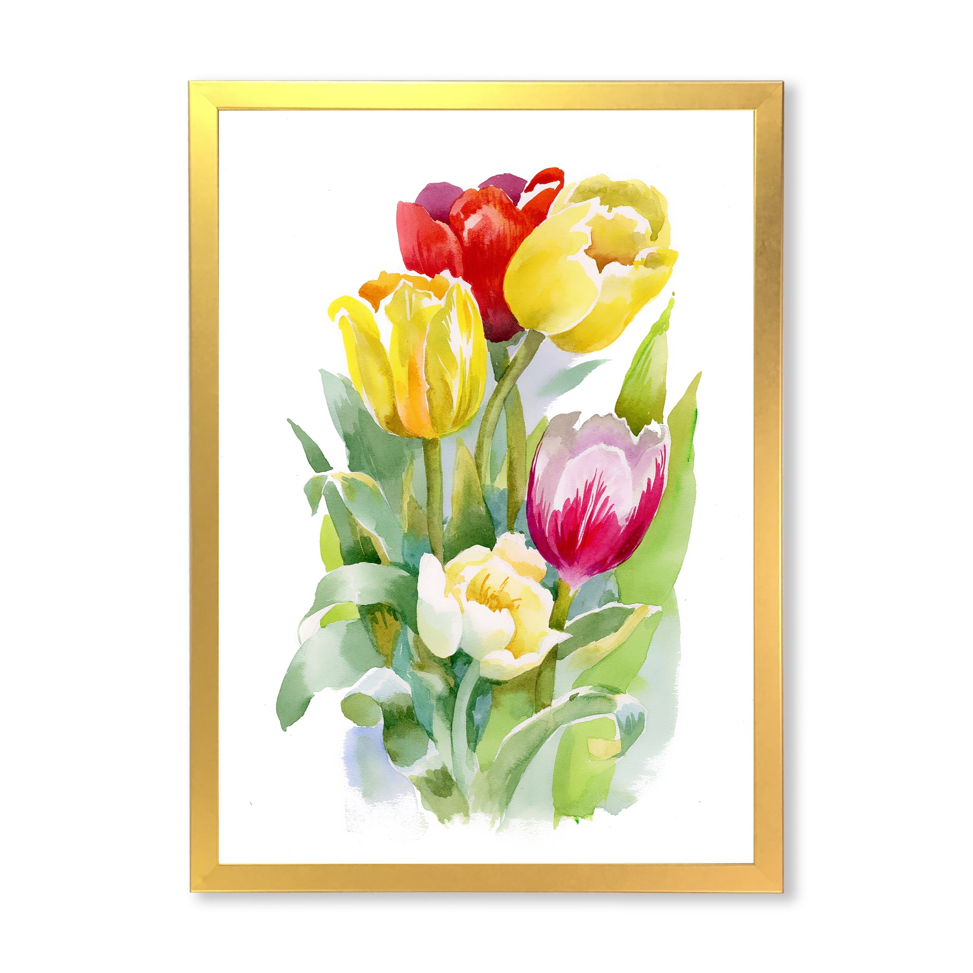Designart 'Bouquet of Red and White Tulips' Traditional Framed Art Print