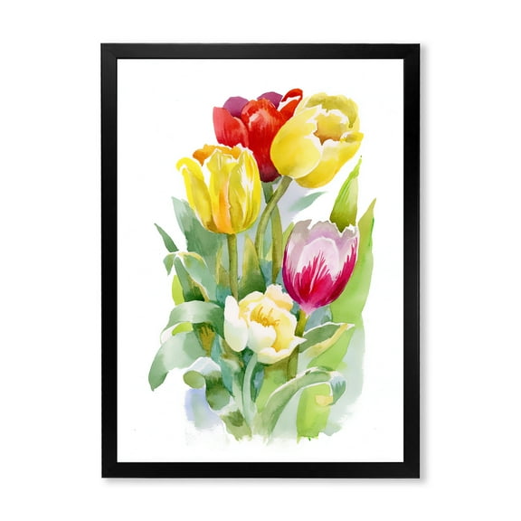 Designart 'Bouquet of Red and White Tulips' Traditional Framed Art Print