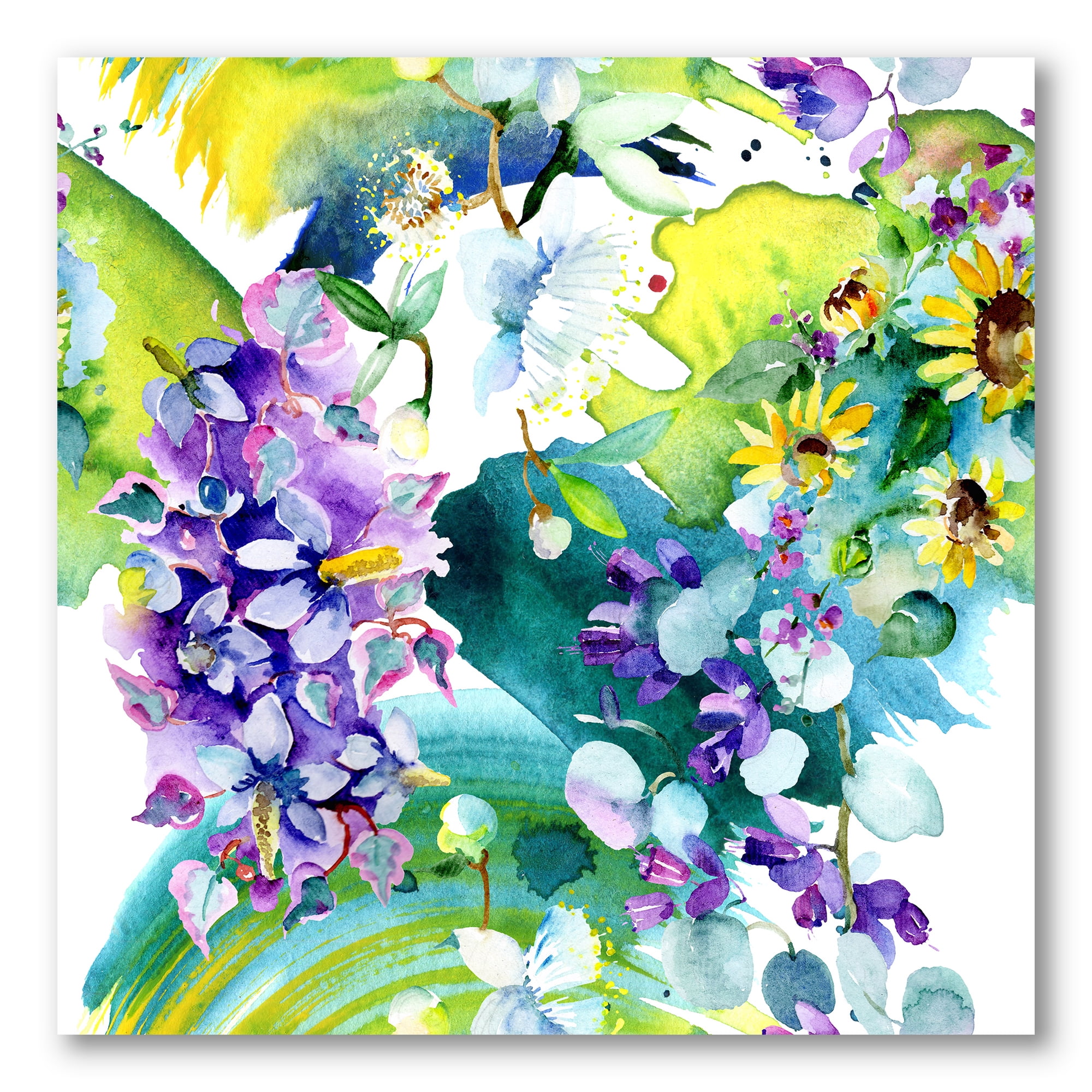 Designart ' Bouquet of Sunflowers and Wildflowers ' Farmhouse Canvas Wall Art Print