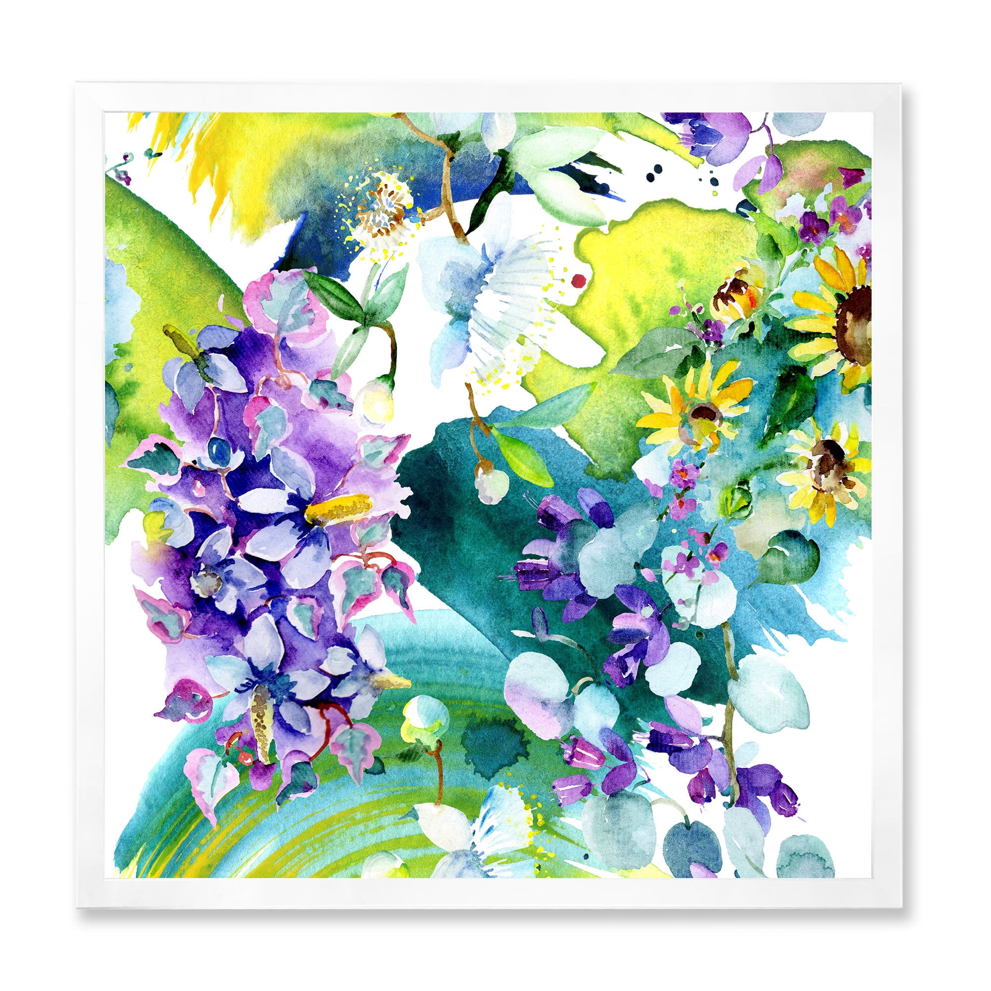 Designart 'Bouquet of Sunflowers and Wildflowers' Farmhouse Framed Art Print