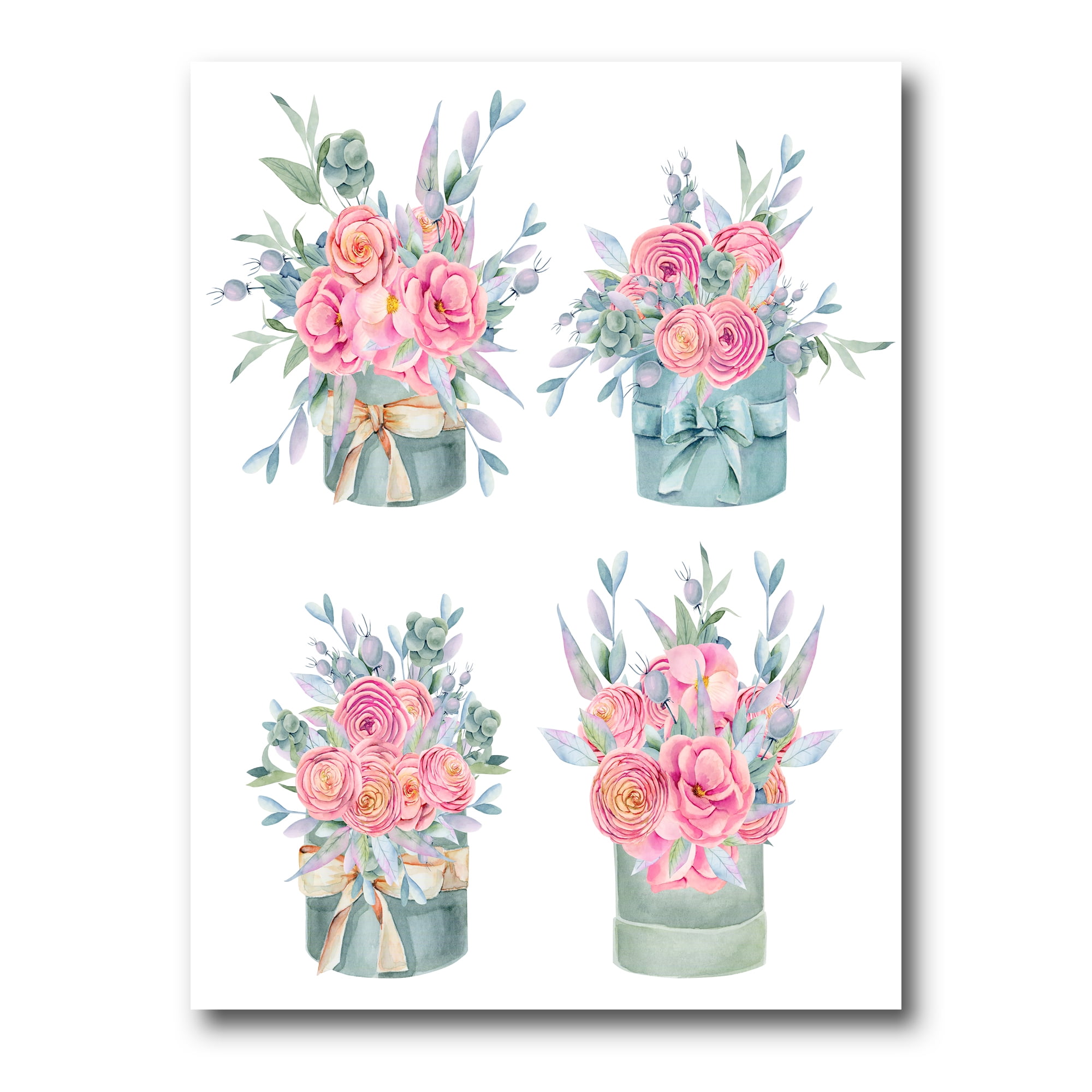 Designart ' Bouquets Collection of Pink Roses ' Farmhouse Canvas Wall Art Print